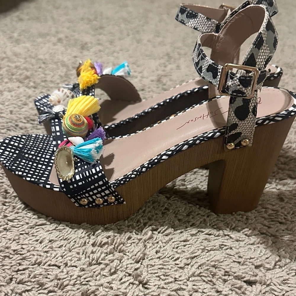 Betsey Johnson Black and Multicolor Sandals - Picture 2 of 4